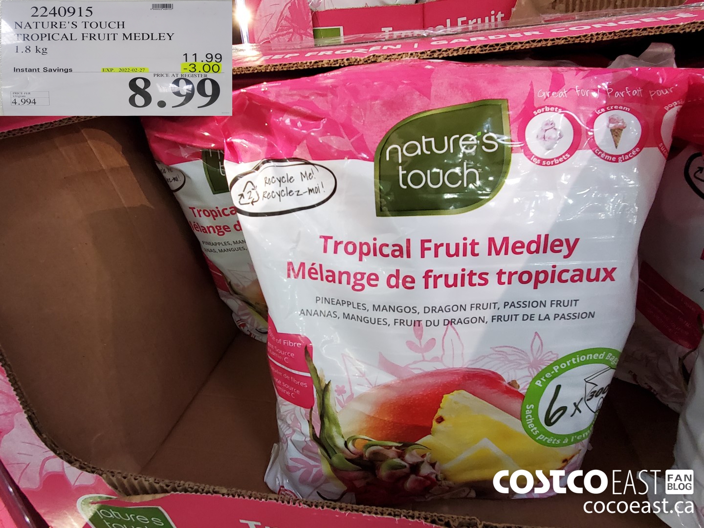 2240915 NATURE'S TOUCH TROPICAL FRUIT MEDLEY 1.8 kg ($3.00 INSTANT SAVINGS EXPIRES ON 2022-02-27) $8.99