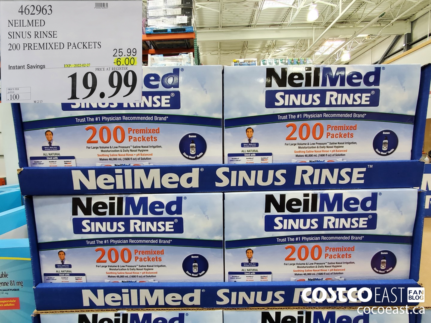 462963 NEILMED SINUS RINSE 200 PREMIXED PACKETS ($6.00 INSTANT SAVINGS EXPIRES ON 2022-02-27) $19.99