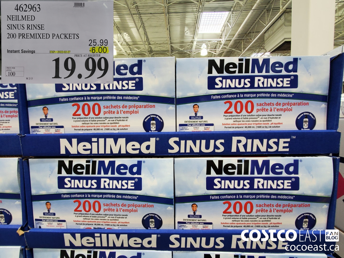 462963 NEILMED SINUS RINSE 200 PREMIXED PACKETS ($6.00 INSTANT SAVINGS EXPIRES ON 2022-02-27) $19.99