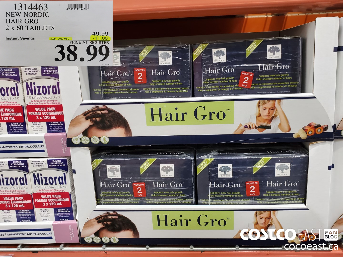 1314463 NEW NORDIC HAIR GRO 2 x 60 TABLETS ($11.00 INSTANT SAVINGS EXPIRES ON 2022-02-27) $38.99