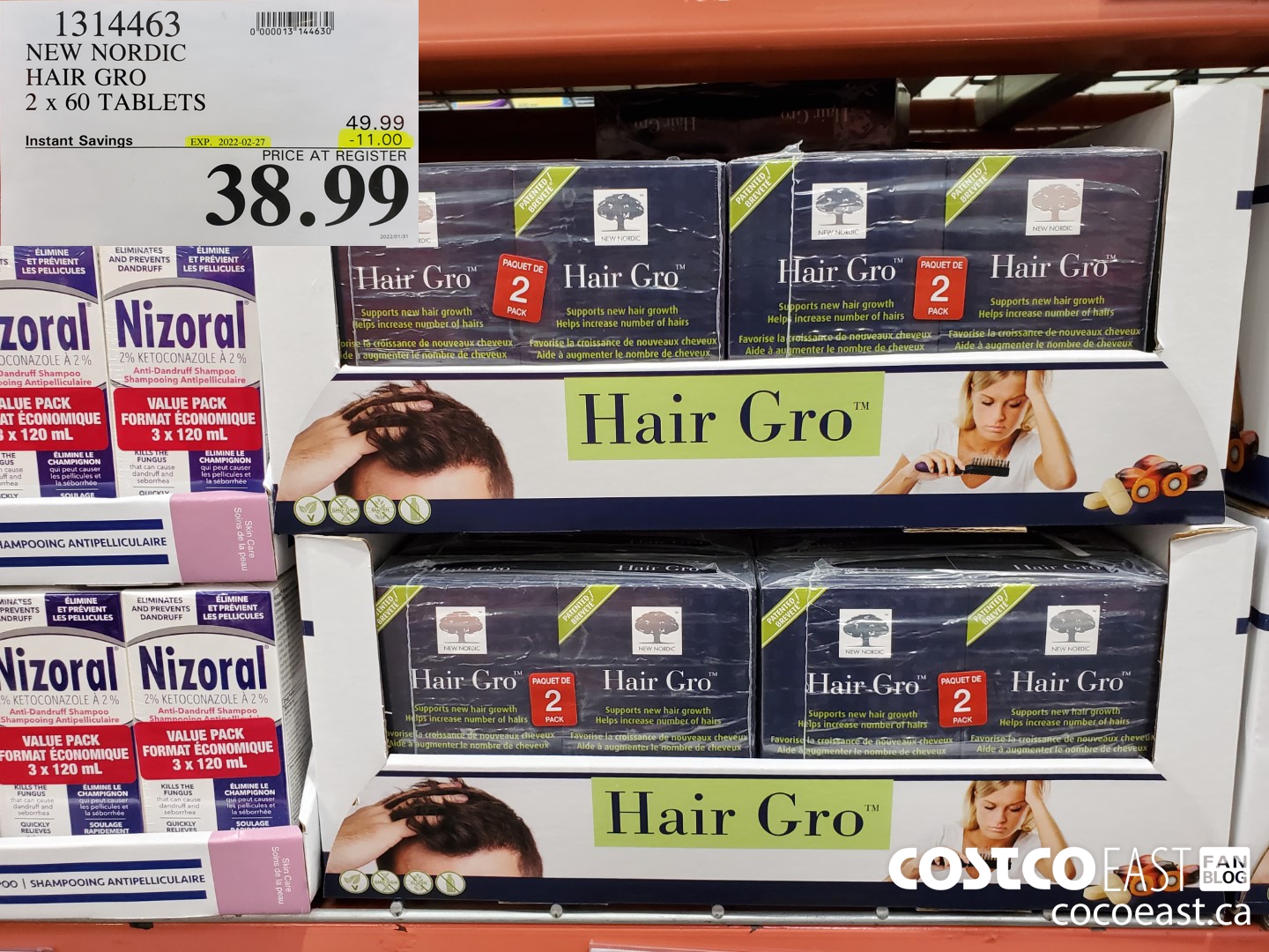 1314463 NEW NORDIC HAIR GRO 2 x 60 TABLETS ($11.00 INSTANT SAVINGS EXPIRES ON 2022-02-27) $38.99