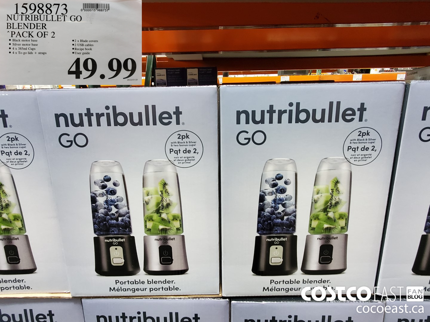 1598873 NUTRIBULLET GO BLENDER PACK OF 2 $49.99