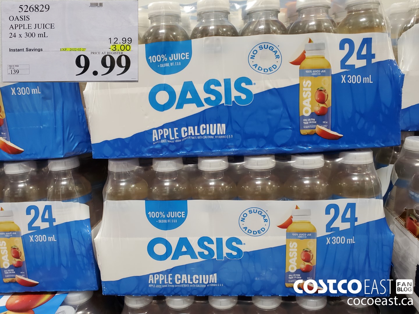 526829 OASIS APPLE JUICE 24 X 300 ML ($3.00 INSTANT SAVINGS EXPIRES ON 2022-02-27) $9.99