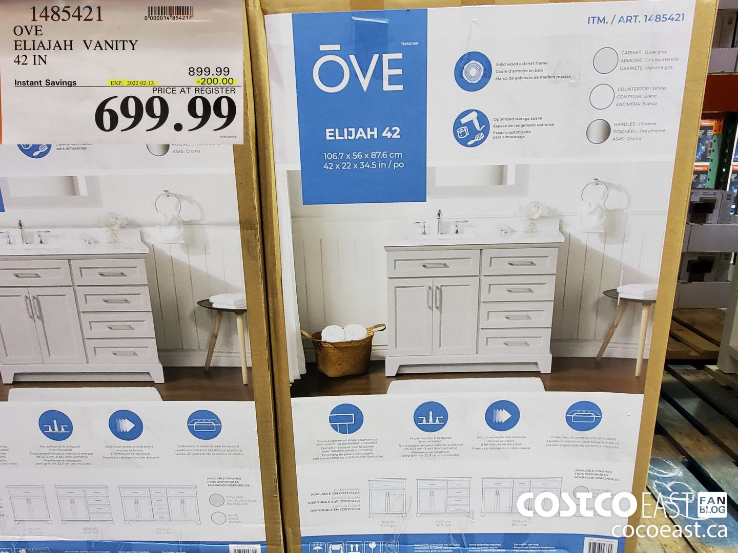 1485421 OVE ELIAJAH VANITY 42 IN ($200.00 INSTANT SAVINGS EXPIRES ON 2022-02-13) $699.99