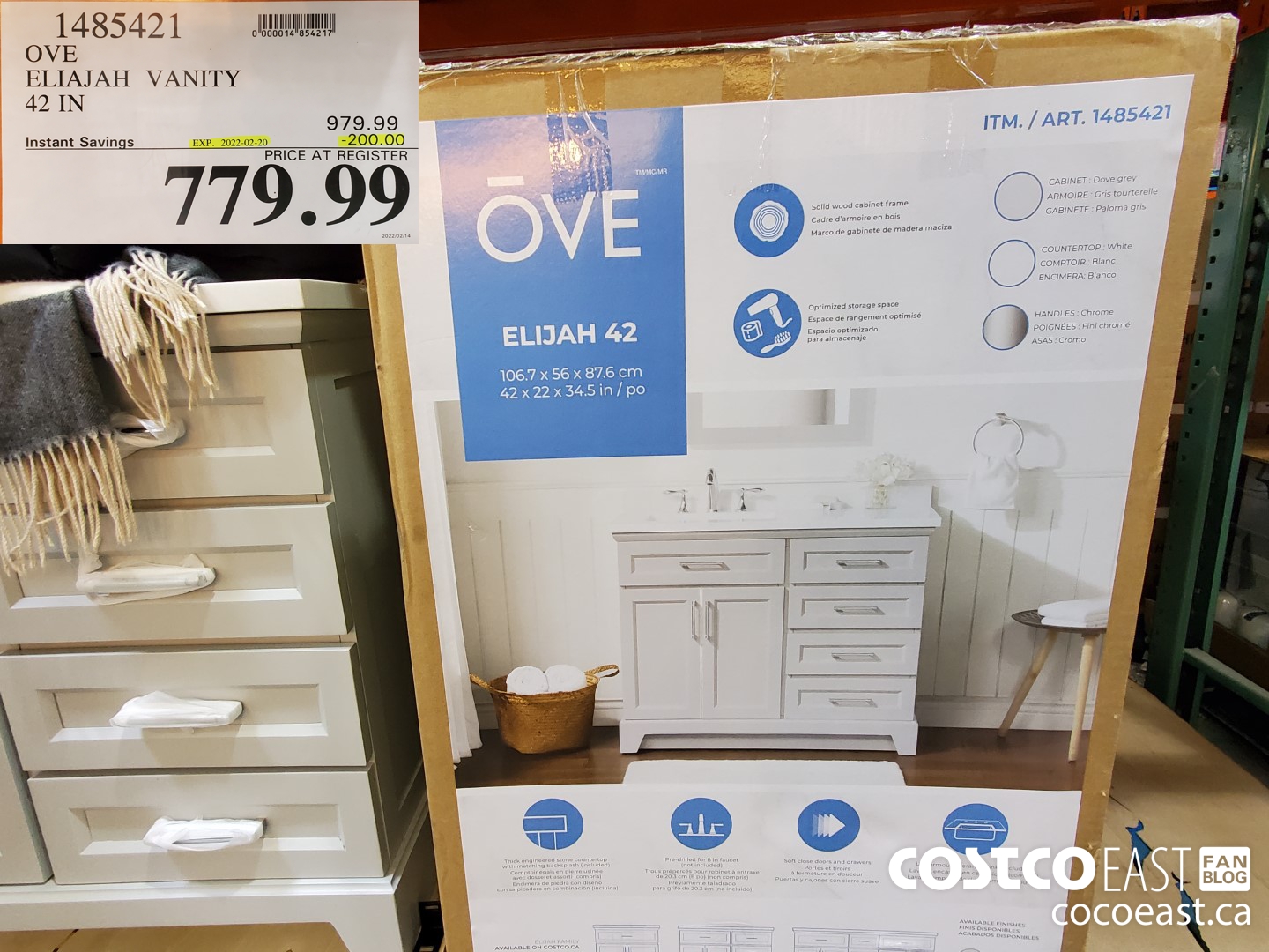 1485421 OVE ELIAJAH VANITY 42 IN ($200.00 INSTANT SAVINGS EXPIRES ON 2022-02-20) $779.99