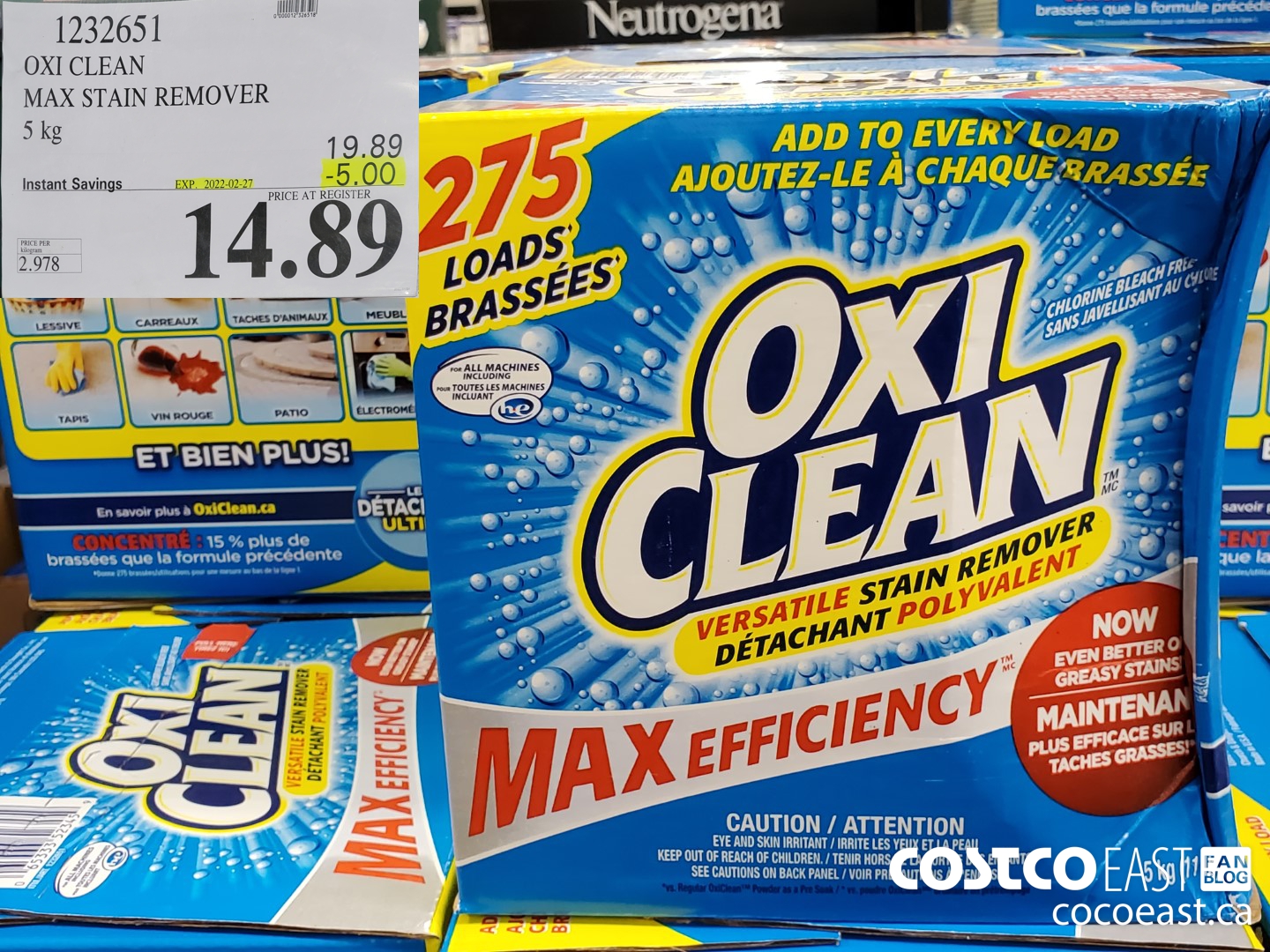 1232651 OXI CLEAN MAX STAIN REMOVER 5 kg ($5.00 INSTANT SAVINGS EXPIRES ON 2022-02-27) $14.89