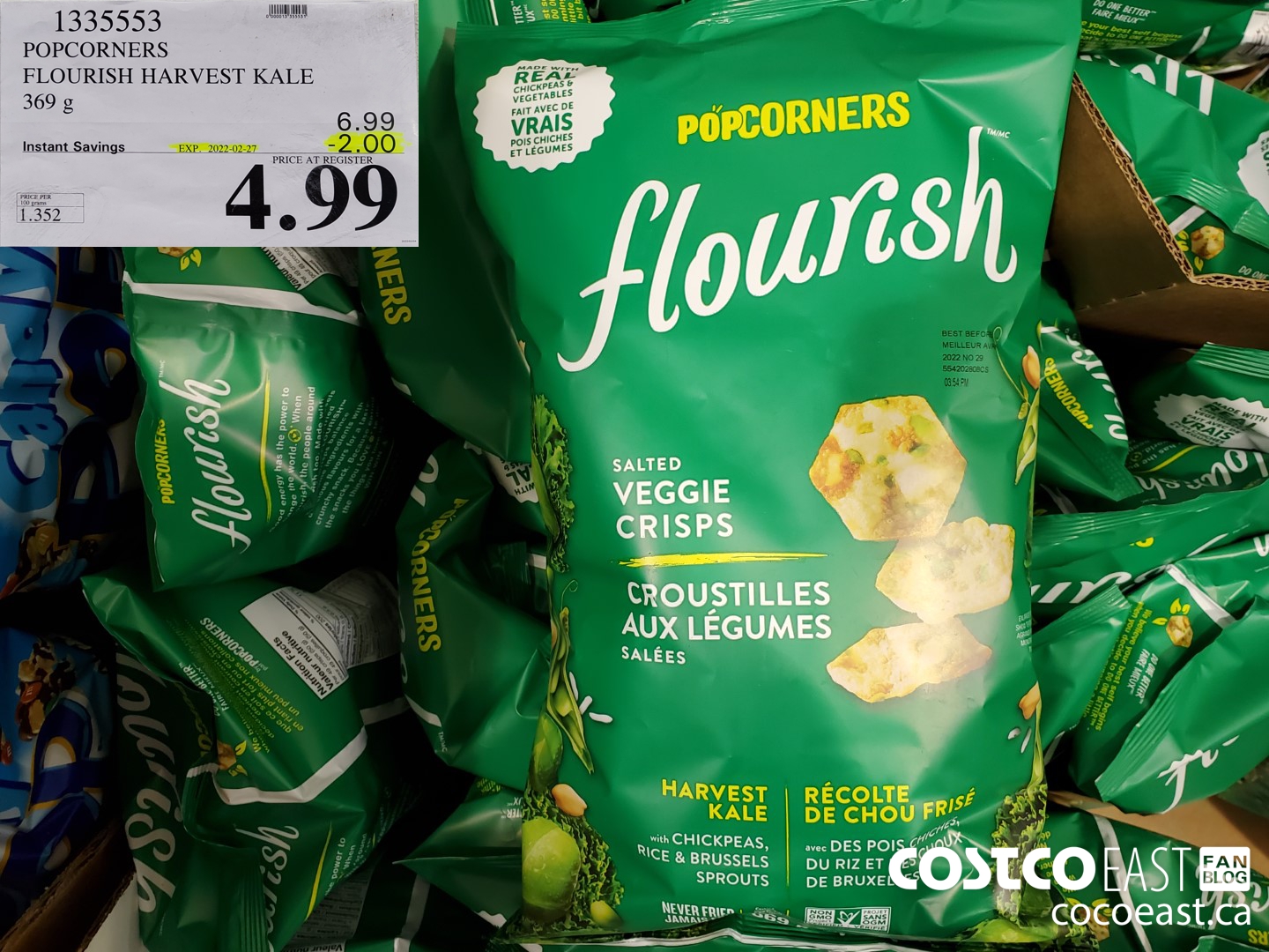 1335553 POPCORNERS FLOURISH HARVEST KALE 369 G ($2.00 INSTANT SAVINGS EXPIRES ON 2022-02-27) $4.99