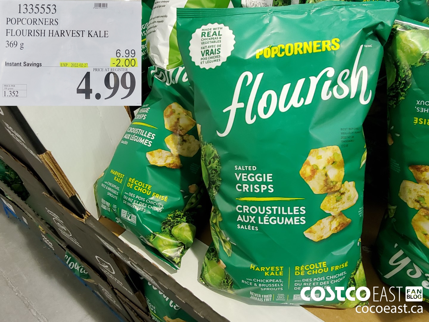 1335553 POPCORNERS FLOURISH HARVEST KALE 369 G ($2.00 INSTANT SAVINGS EXPIRES ON 2022-02-27) $4.99