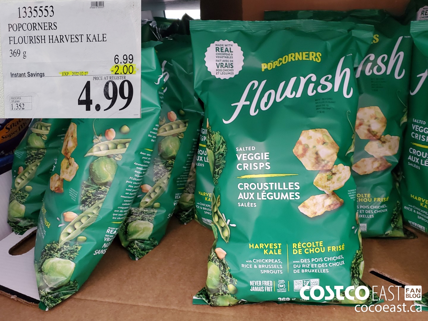 1335553 POPCORNERS FLOURISH HARVEST KALE 369 G ($2.00 INSTANT SAVINGS EXPIRES ON 2022-02-27) $4.99