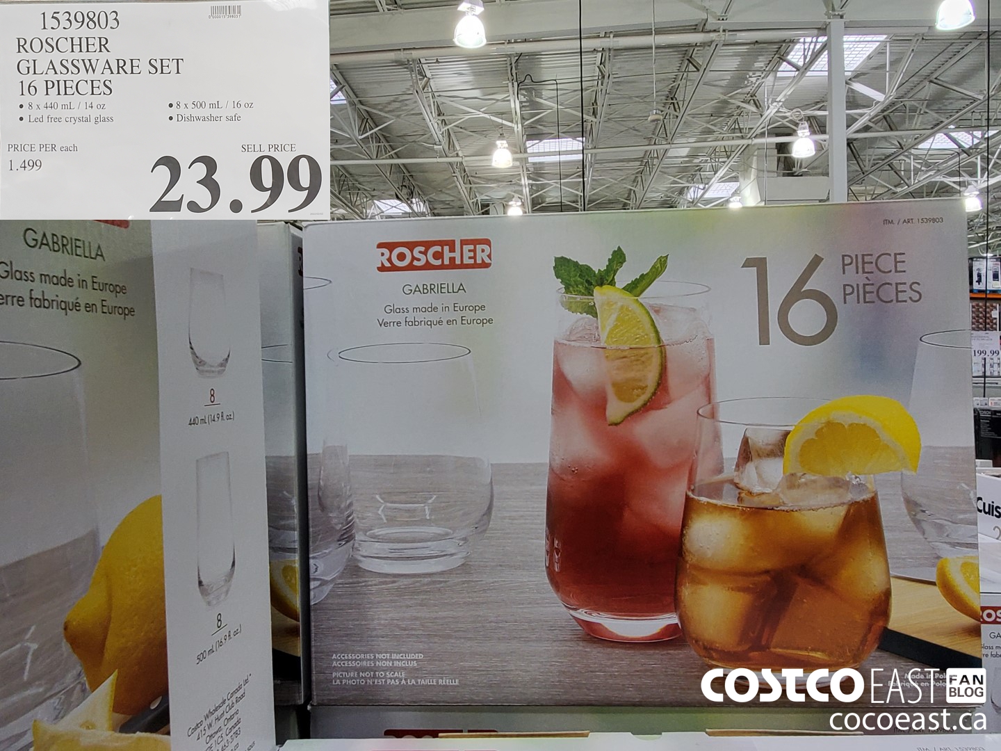 1539803 ROSCHER GLASSWARE SET 16 PIECES $23.99