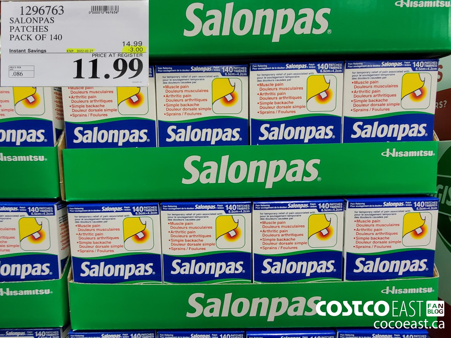 1296763 SALONPAS PATCHES PACK OF 140 ($3.00 INSTANT SAVINGS EXPIRES ON 2022-02-27) $11.99