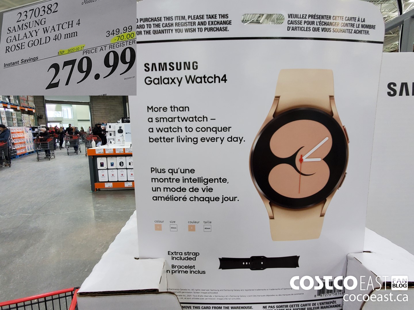 2370382 SAMSUNG GALAXY WATCH 4 ROSE GOLD 40 mm ($70.00 INSTANT SAVINGS EXPIRES ON 2022-02-27) $279.99