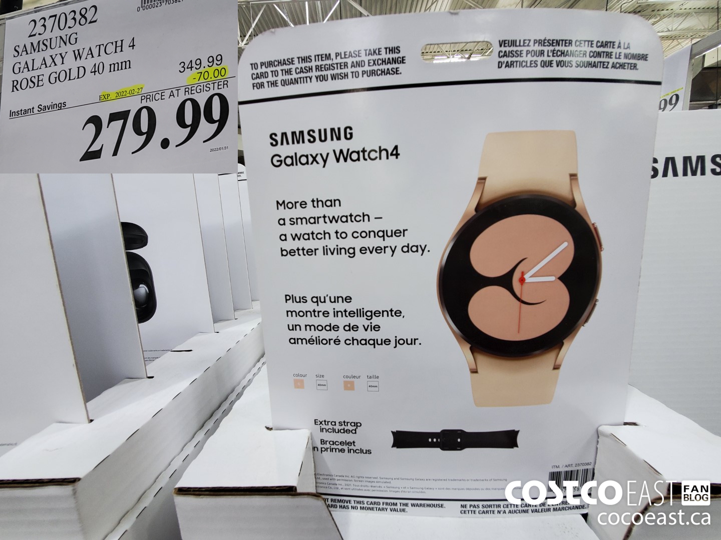 2370382 SAMSUNG GALAXY WATCH 4 ROSE GOLD 40 mm ($70.00 INSTANT SAVINGS EXPIRES ON 2022-02-27) $279.99
