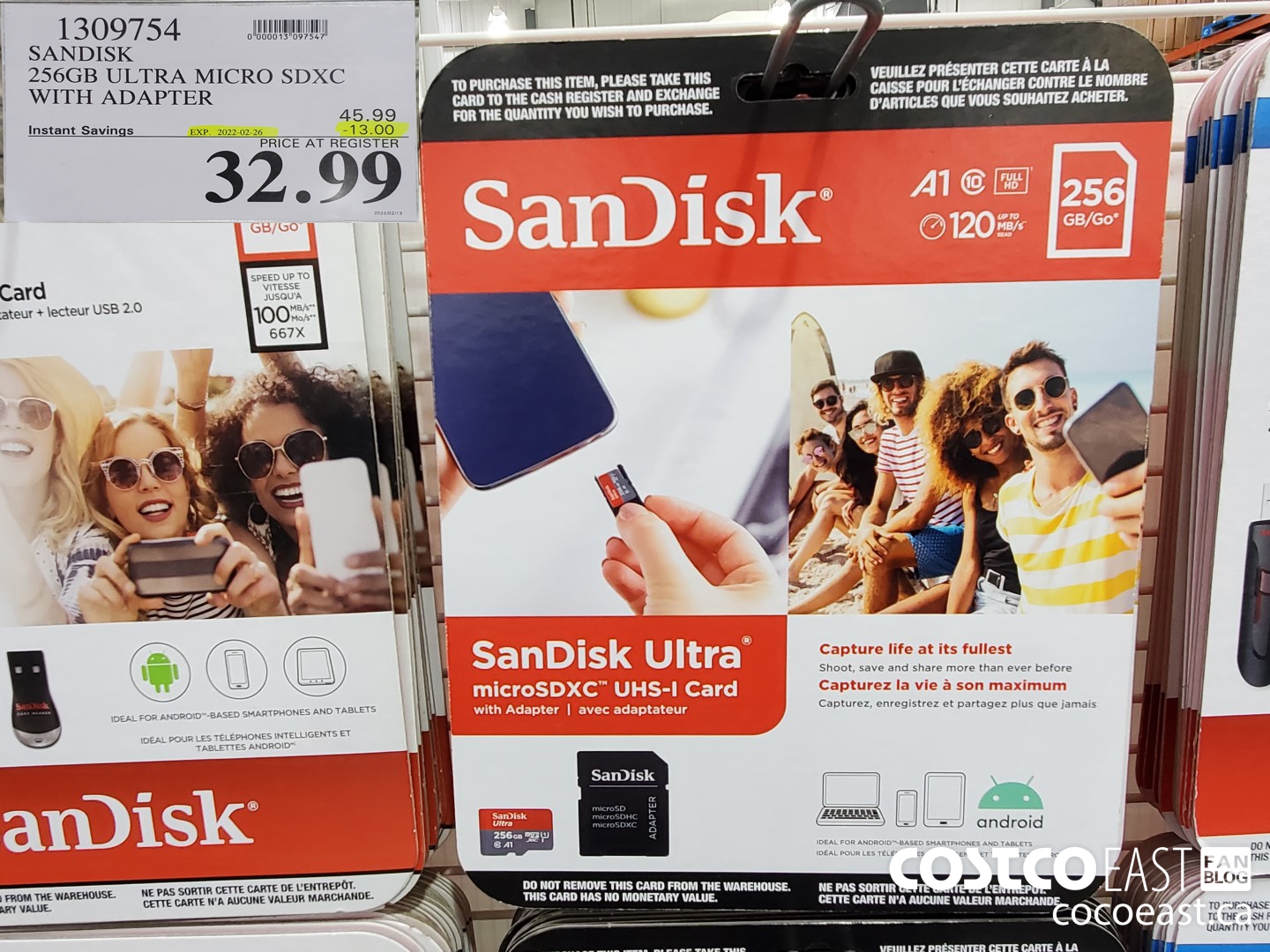 1309754 SANDISK 256GB ULTRA MICRO SDXC WITH ADAPTER ($13.00 INSTANT SAVINGS EXPIRES ON 2021-11-29) $32.99