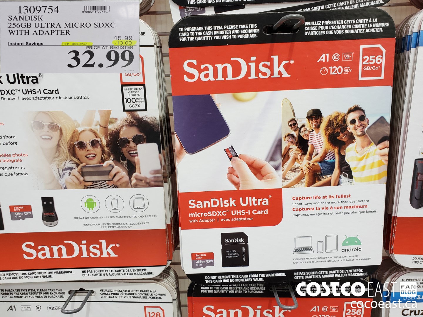 1309754 SANDISK 256GB ULTRA MICRO SDXC WITH ADAPTER ($13.00 INSTANT SAVINGS EXPIRES ON 2022-02-26) $32.99