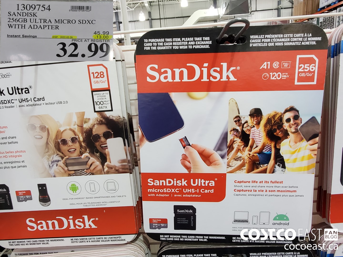 1309754 SANDISK 256GB ULTRA MICRO SDXC WITH ADAPTER ($13.00 INSTANT SAVINGS EXPIRES ON 2022-02-26) $32.99