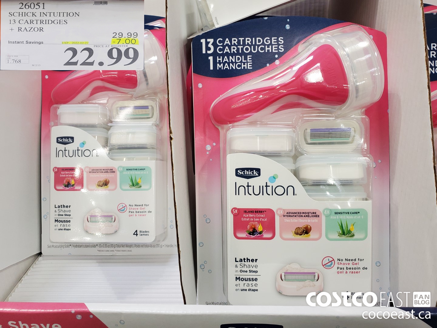 26051 SCHICK INTUITION 13 CARTRIDGES + RAZOR ($7.00 INSTANT SAVINGS EXPIRES ON 2022-02-27) $22.99