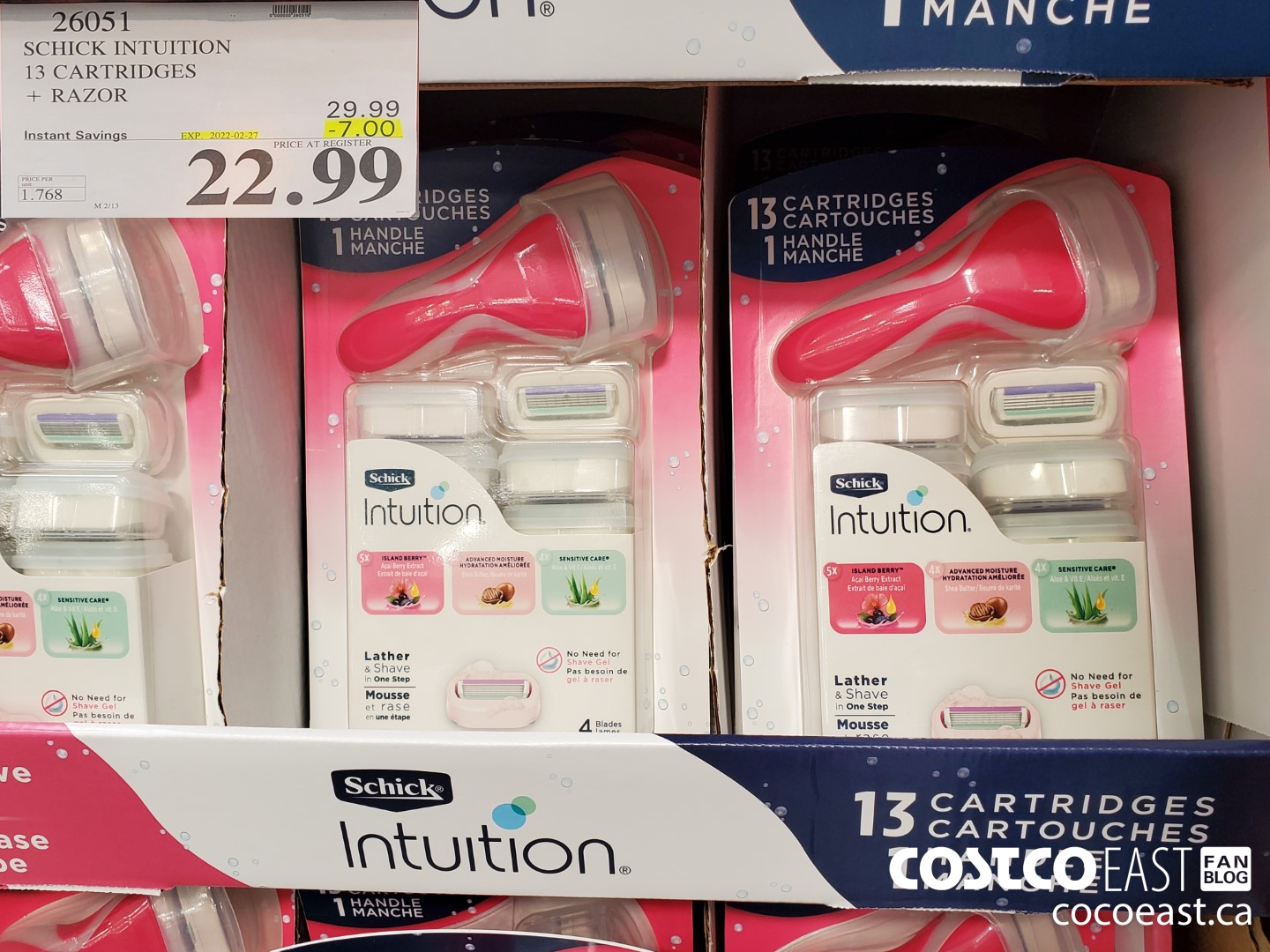 26051 SCHICK INTUITION 13 CARTRIDGES + RAZOR ($7.00 INSTANT SAVINGS EXPIRES ON 2022-02-27) $22.99