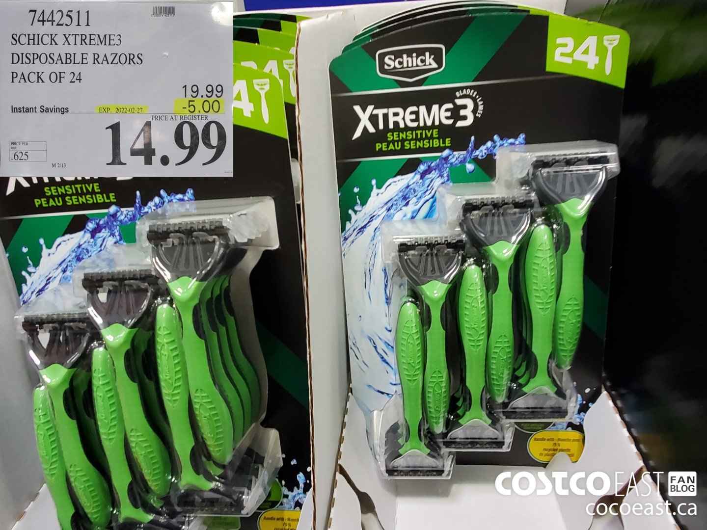 7442511 SCHICK XTREME3 RAZOR PACK OF 24 ($5.00 INSTANT SAVINGS EXPIRES ON 2022-02-27) $14.99