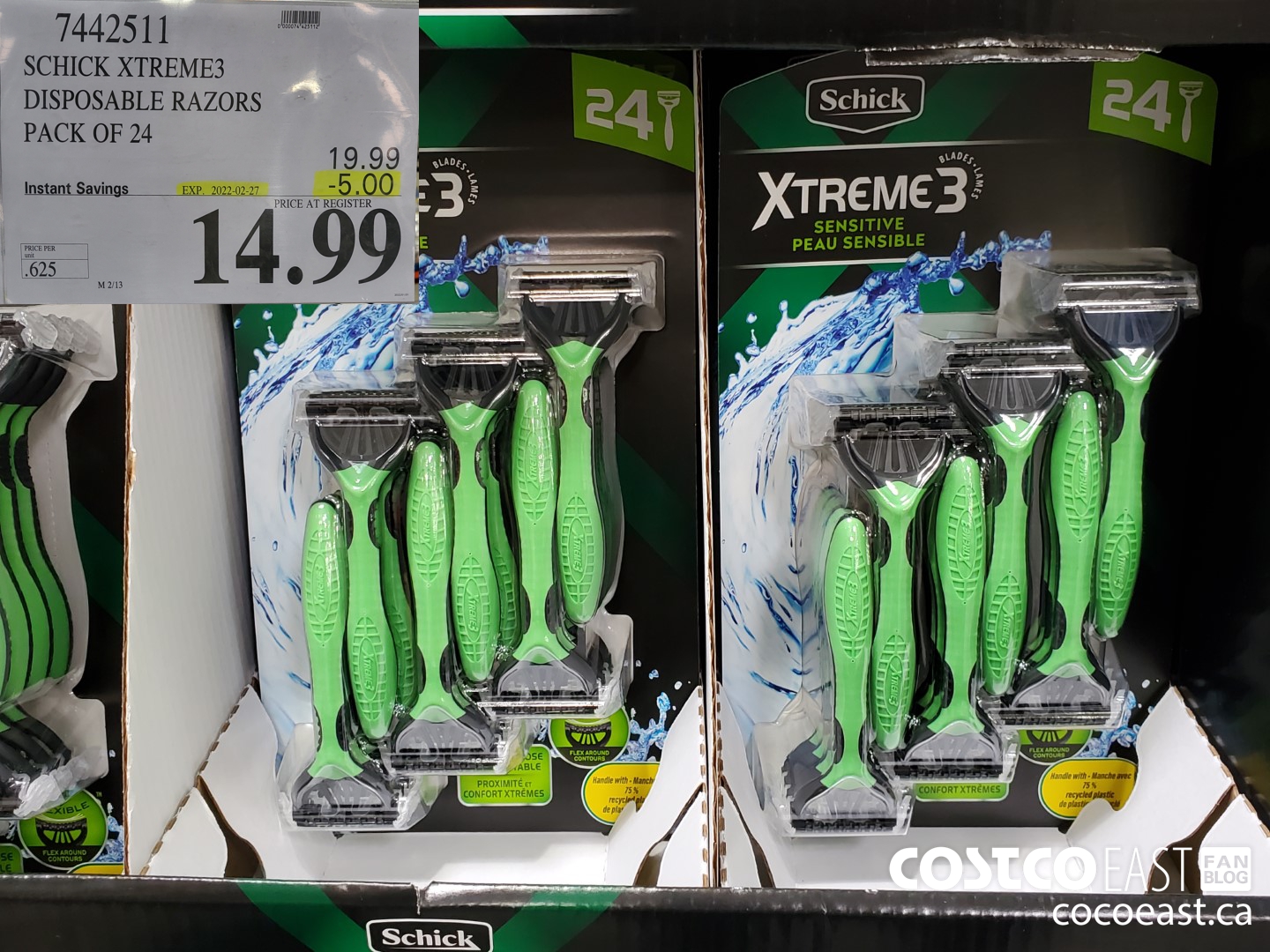 7442511 SCHICK XTREME3 RAZOR PACK OF 24 ($5.00 INSTANT SAVINGS EXPIRES ON 2022-02-27) $14.99