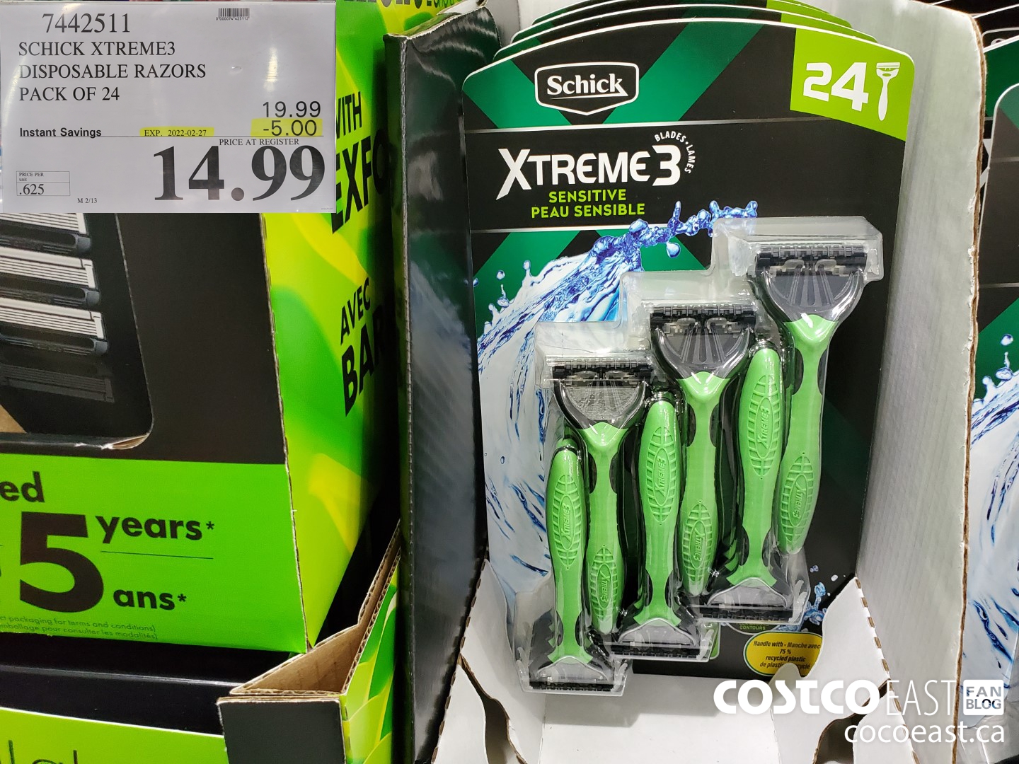 7442511 SCHICK XTREME3 RAZOR PACK OF 24 ($5.00 INSTANT SAVINGS EXPIRES ON 2022-02-27) $14.99