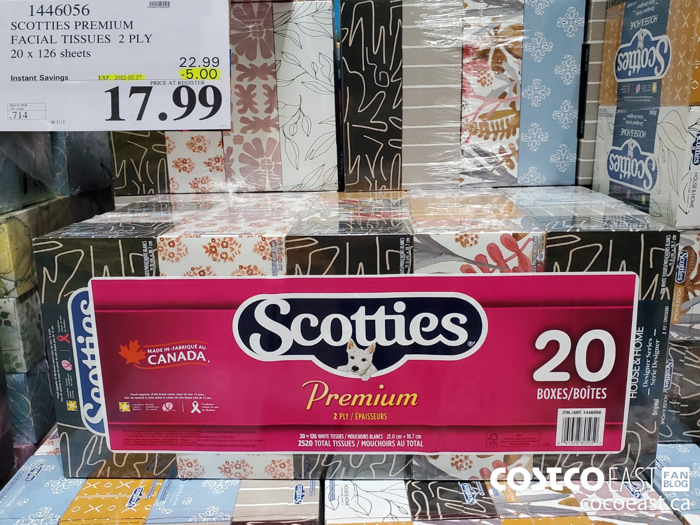 1446056 SCOTTIE PREMIUM FACIAL TISSUES 2 PLY 20 x 126 sheets ($5.00 INSTANT SAVINGS EXPIRES ON 2022-02-27) $17.99