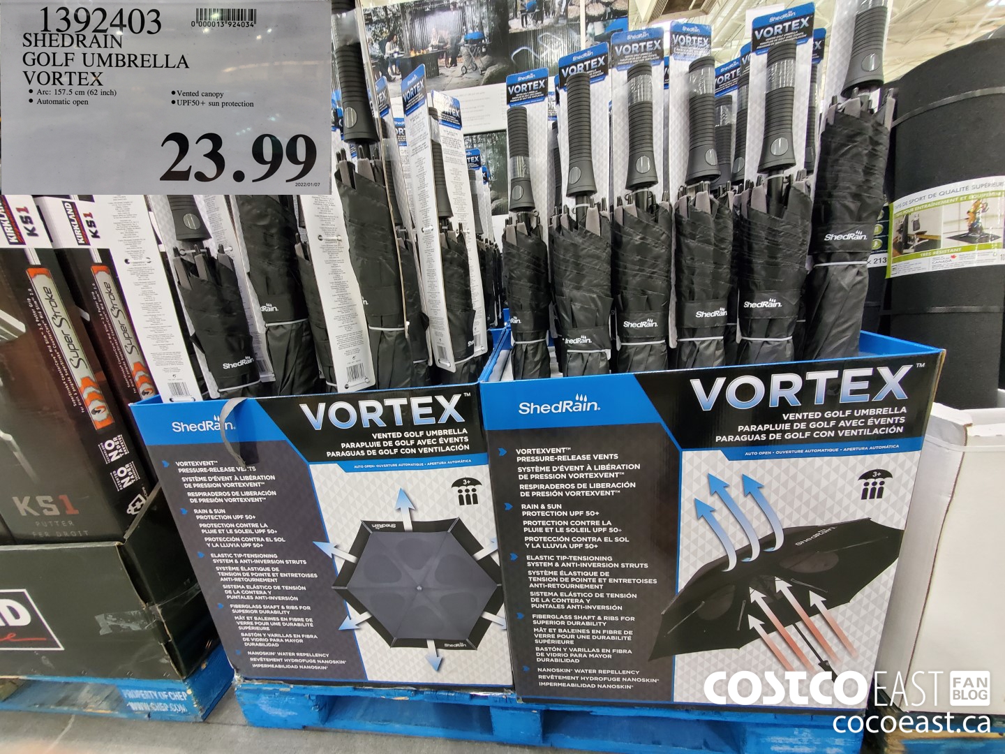 1392403 SHEDRAIN GOLF UMBRELLA VORTEX $23.99