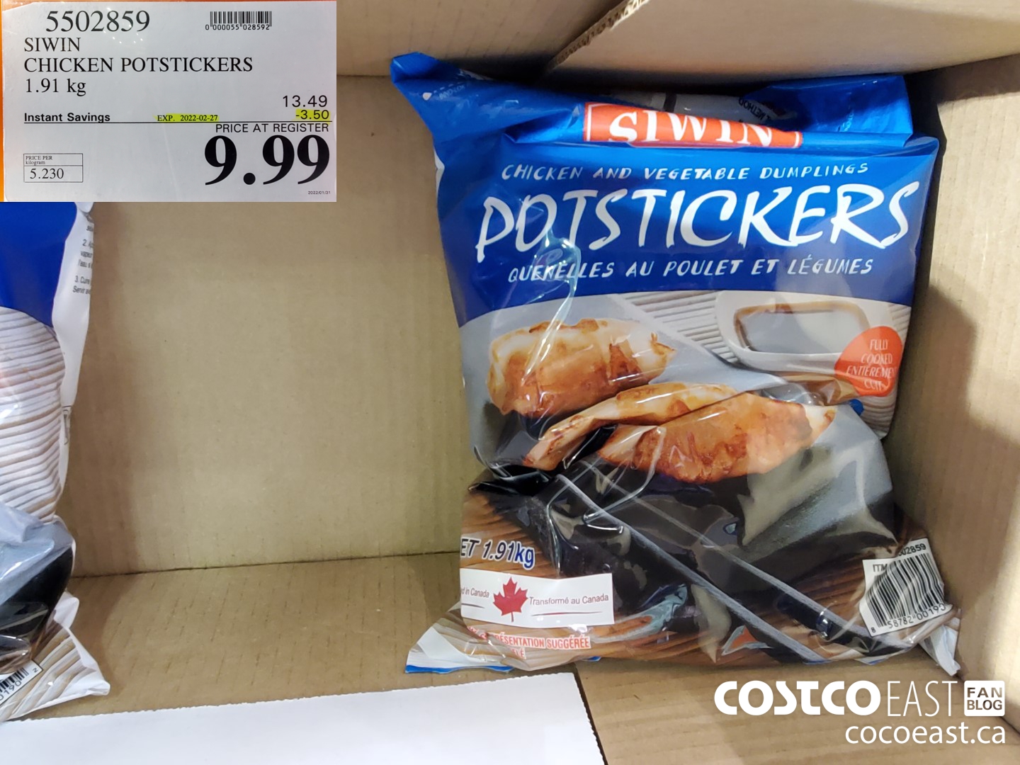 5502859 SIWIN CHICKEN POTSTICKERS 1.91 KG ($3.50 INSTANT SAVINGS EXPIRES ON 2022-02-27) $9.99