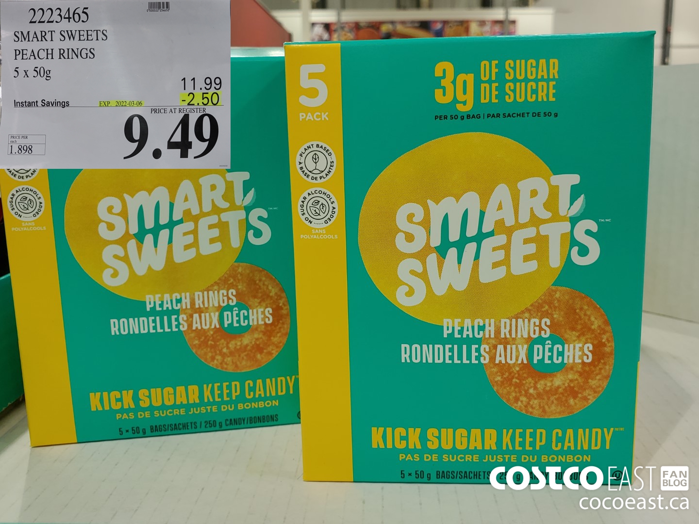 2223465 SMART SWEETS PEACH RINGS 5 X 50G ($2.50 INSTANT SAVINGS EXPIRES ON 2022-03-06) $9.49