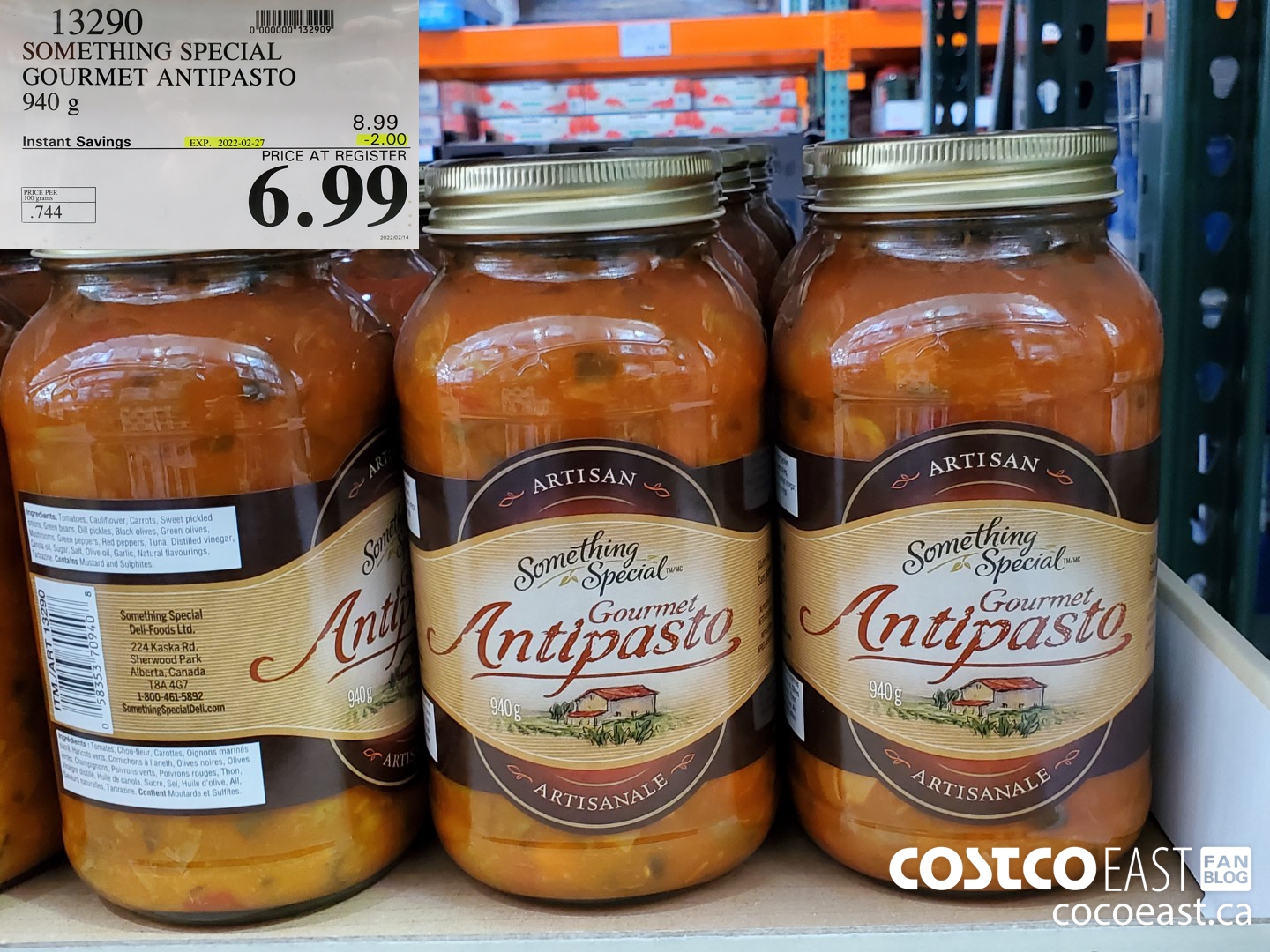 13290 SOMETHING SPECIAL GOURMET ANTIPASTO 940 G ($2.00 INSTANT SAVINGS EXPIRES ON 2022-02-27) $6.99