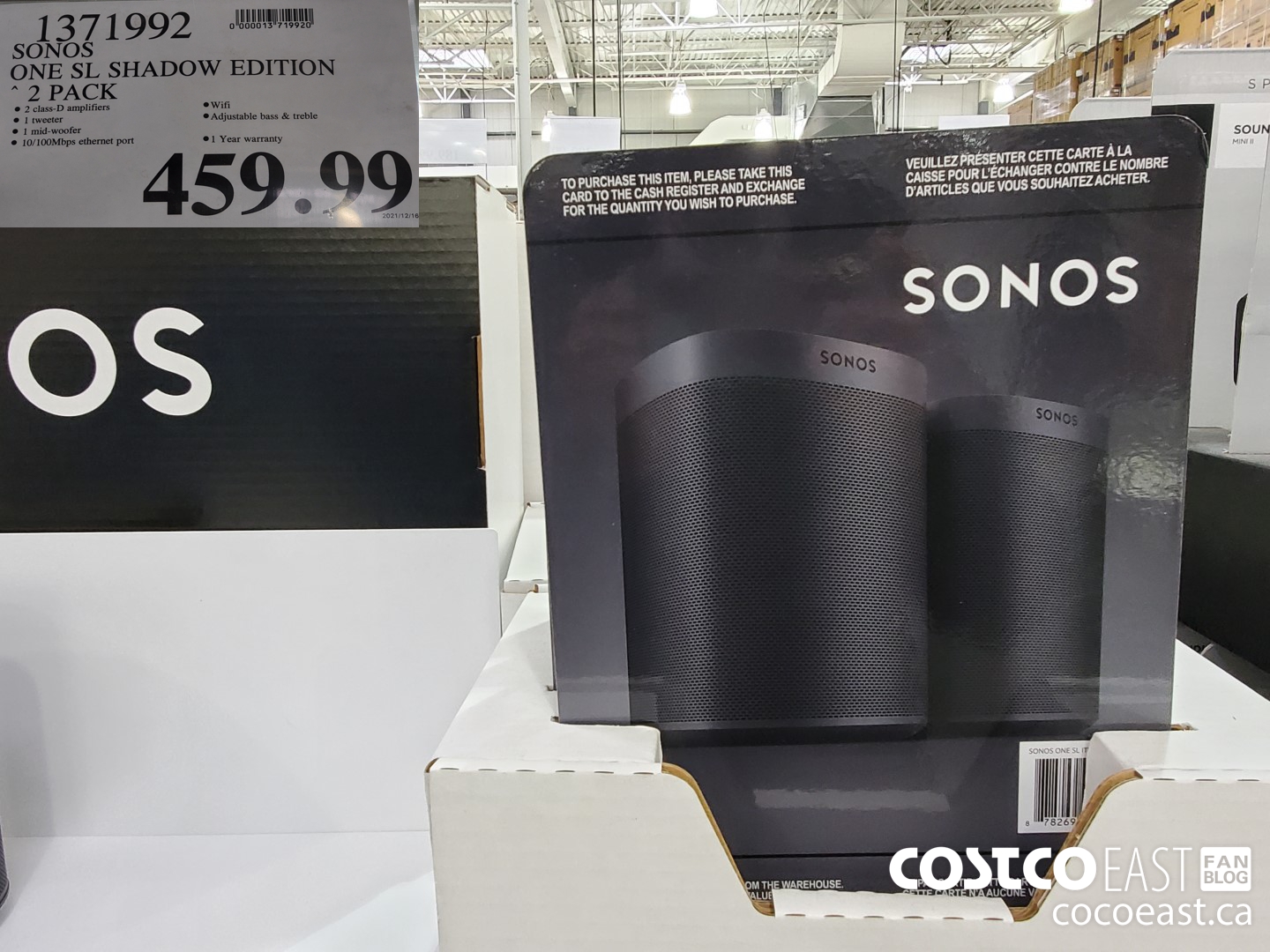 1371992 SONOS ONE SL SHADOW EDITION 2 PACK $459.99