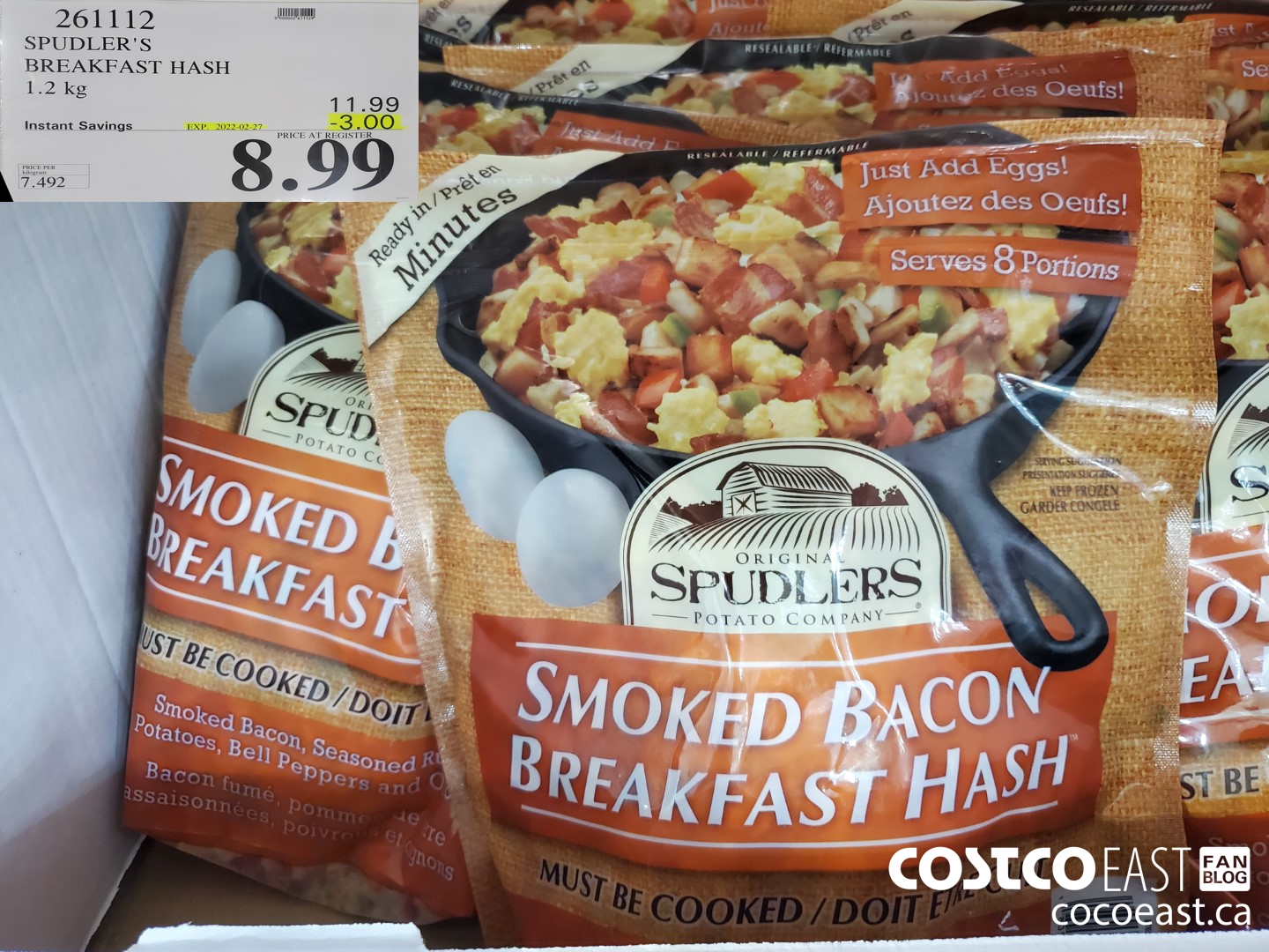 261112 SPUDLER'S BREAKFAST HASH 1.2 kg ($3.00 INSTANT SAVINGS EXPIRES ON 2022-02-27) $8.99
