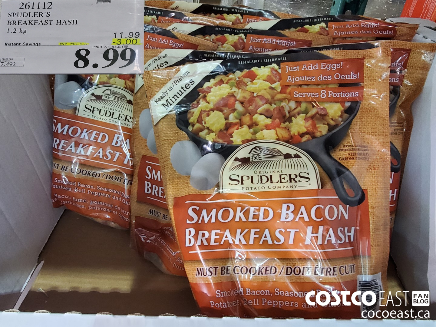 261112 SPUDLER'S BREAKFAST HASH 1.2 kg ($3.00 INSTANT SAVINGS EXPIRES ON 2022-02-27) $8.99