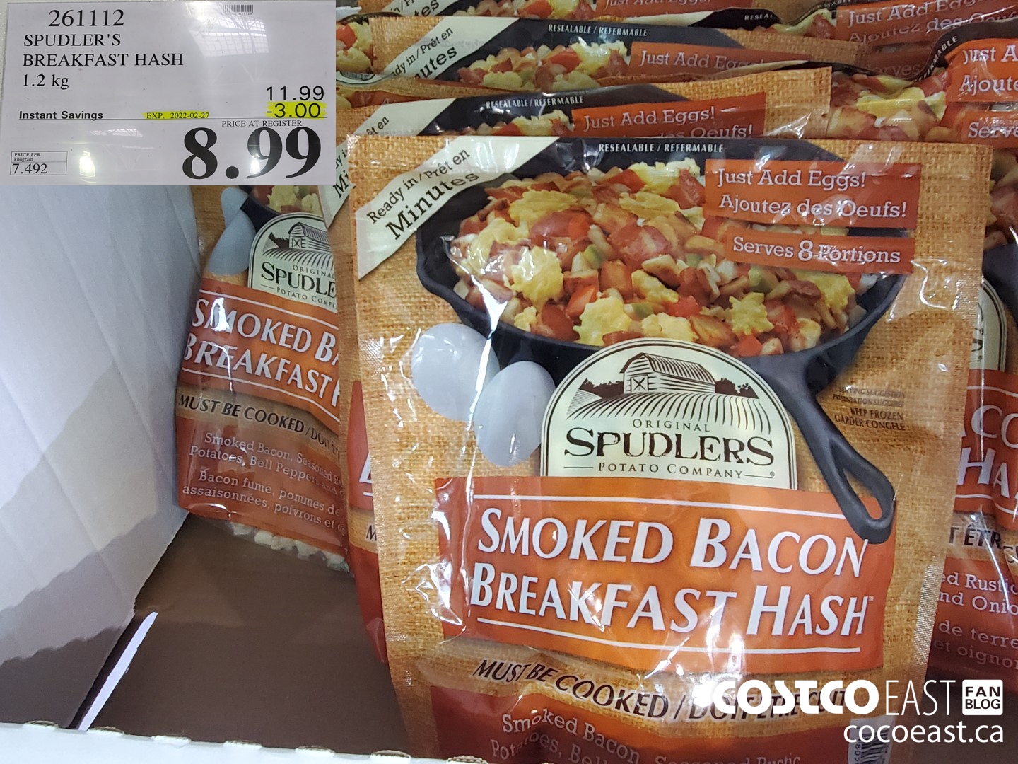 261112 SPUDLER'S BREAKFAST HASH 1.2 kg ($3.00 INSTANT SAVINGS EXPIRES ON 2022-02-27) $8.99