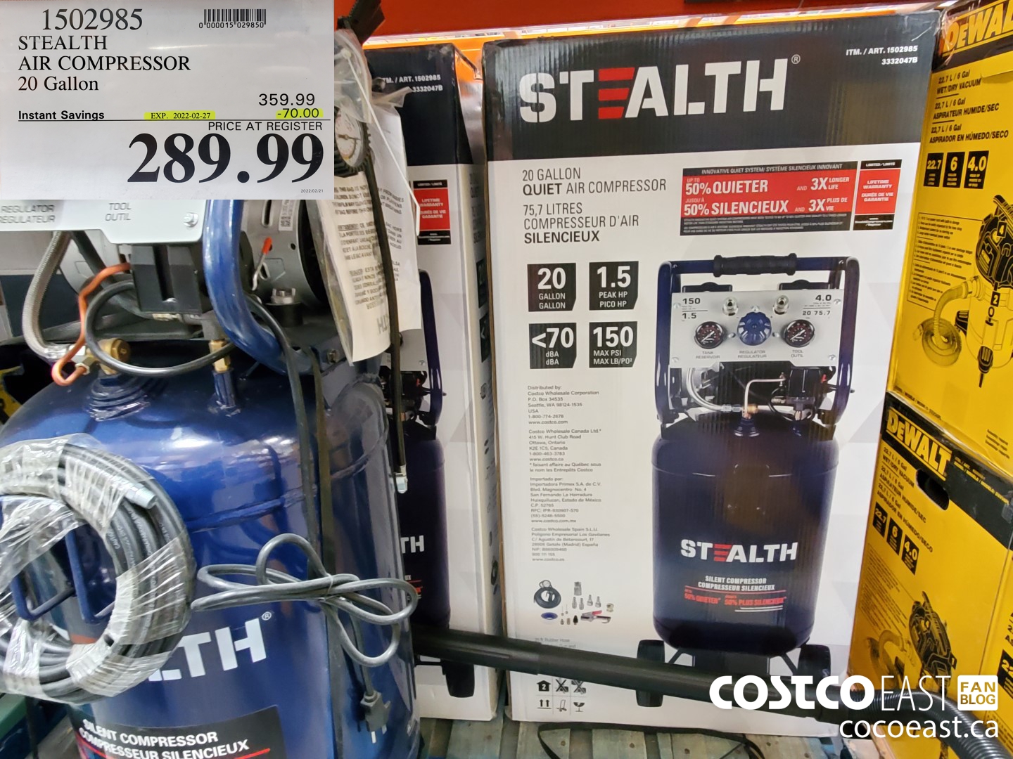 1502985 STEALTH AIR COMPRESSOR 20 Gallon ($70.00 INSTANT SAVINGS EXPIRES ON 2022-02-27) $289.99