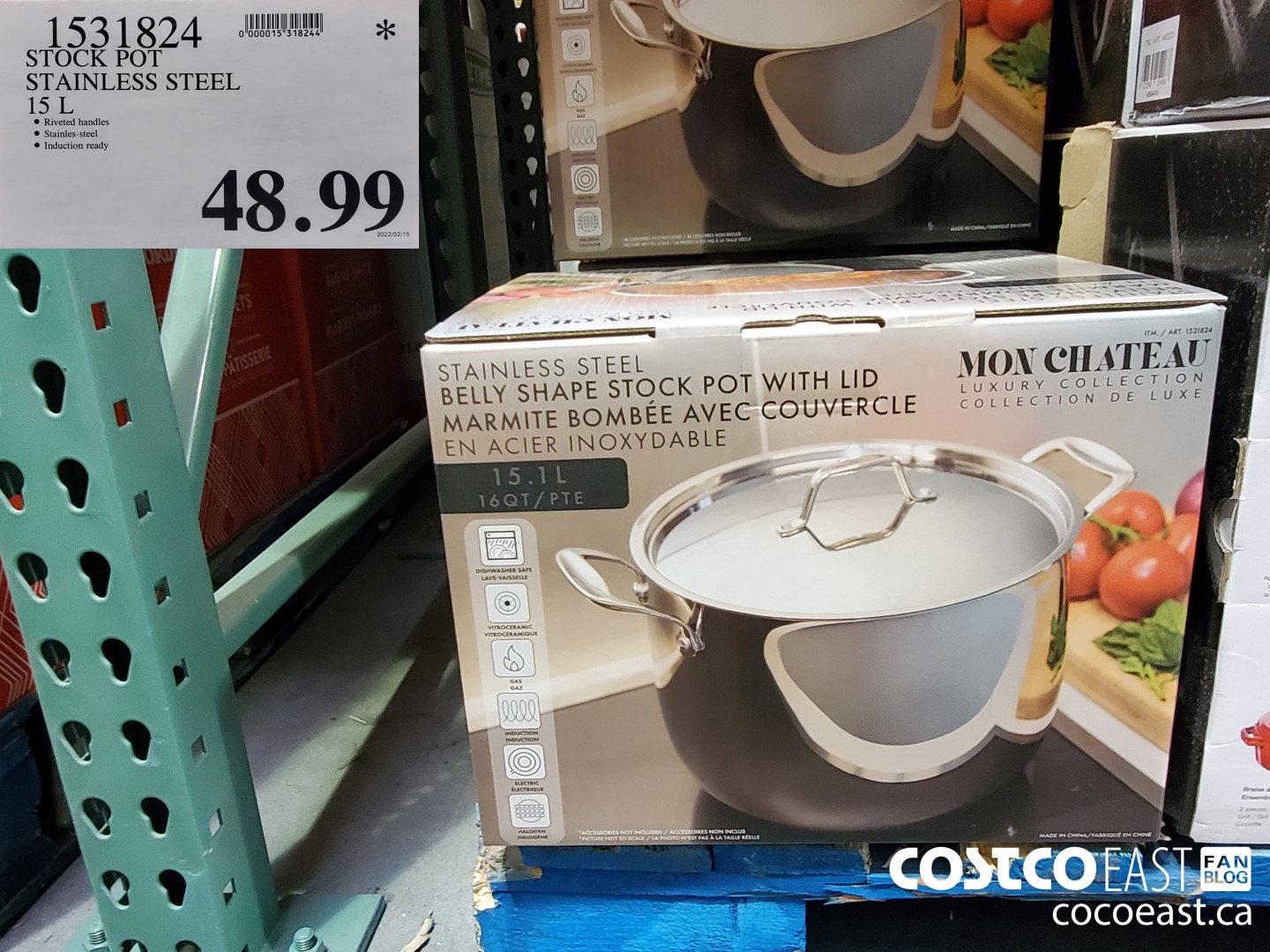 1531824 STOCK POT STAINLESS STEEL 15L $48.99