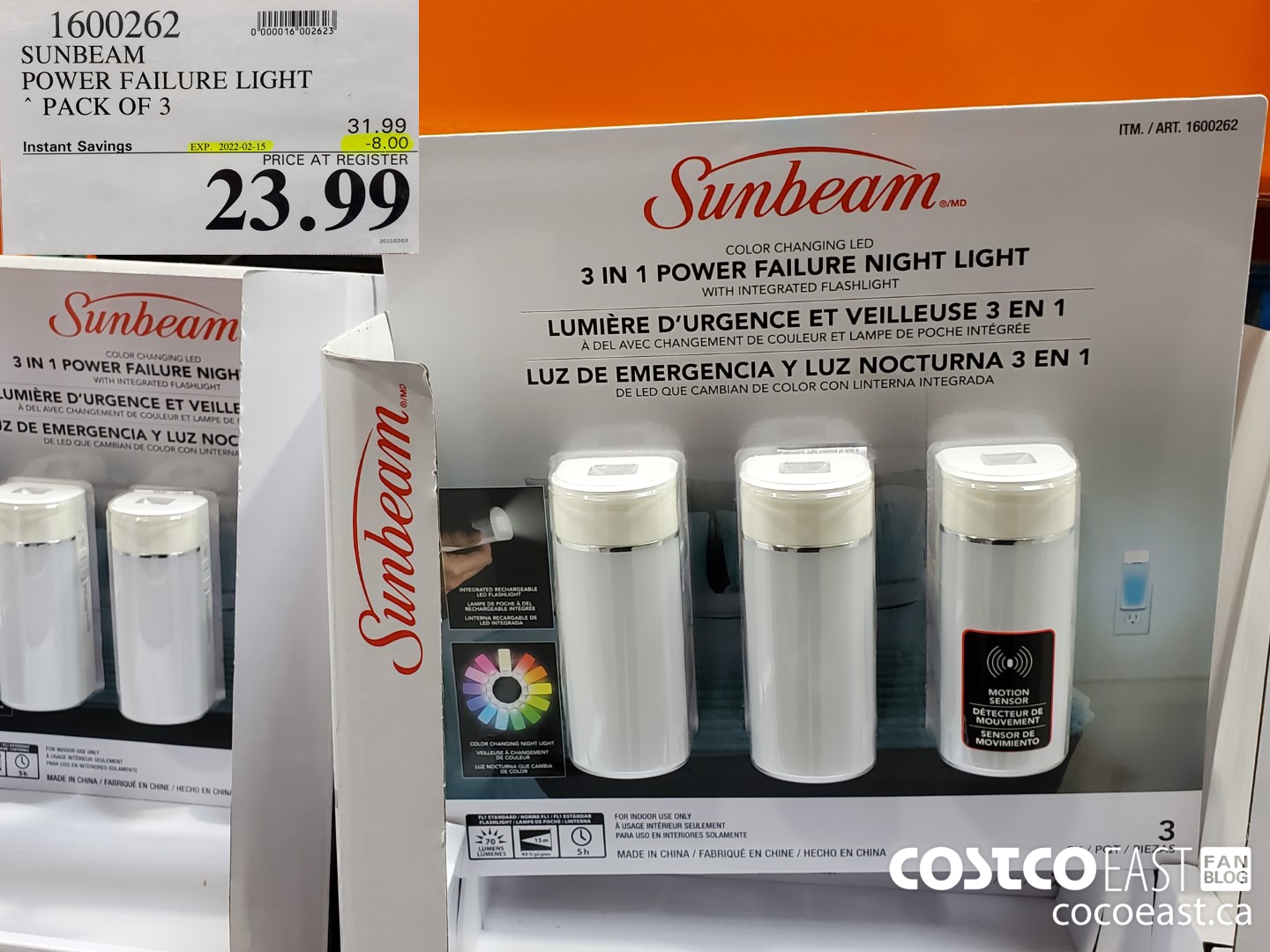 1600262 SUNBEAM POWER FAILURE LIGHT PACK OF 3 ($8.00 INSTANT SAVINGS EXPIRES ON 2022-02-15) $23.99