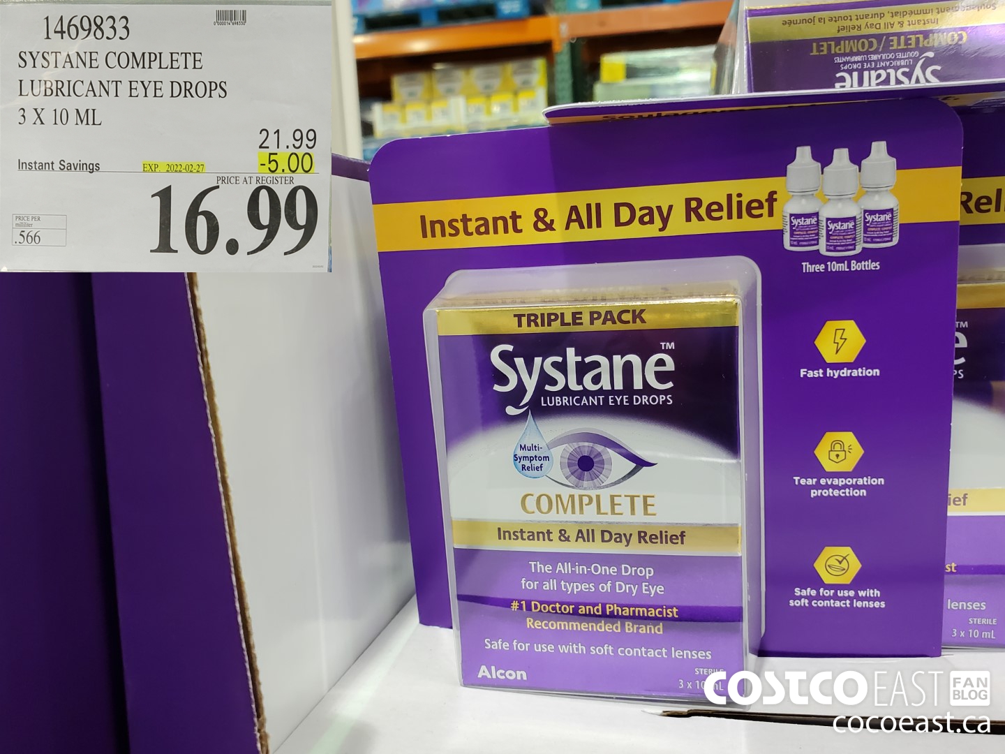1469833 SYSTANE COMPLETE LUBRICANT EYE DROPS 3 X 10ML ($5.00 INSTANT SAVINGS EXPIRES ON 2022-02-27) $16.99