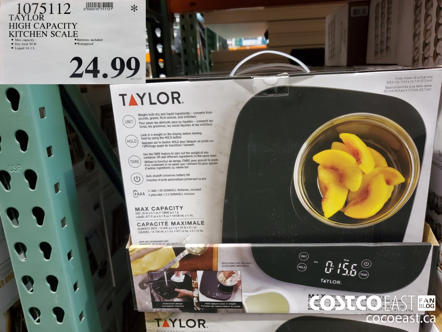 1075112 TAYLOR HIGH CAPACITY KITCHEN SCALE $24.99