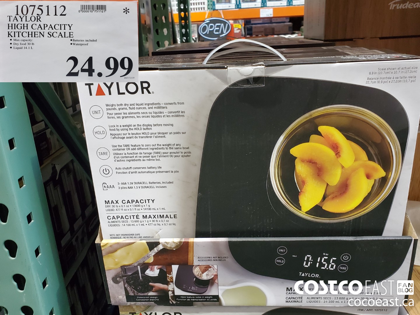 1075112 TAYLOR HIGH CAPACITY KITCHEN SCALE $24.99