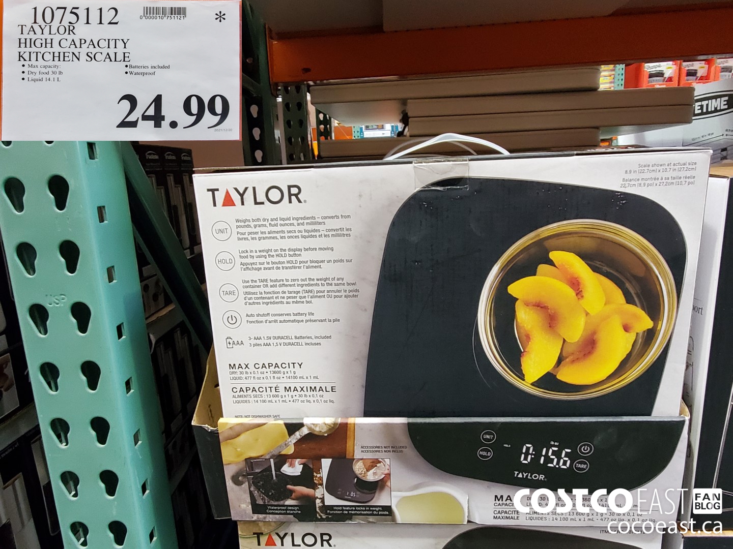 1075112 TAYLOR HIGH CAPACITY KITCHEN SCALE $24.99
