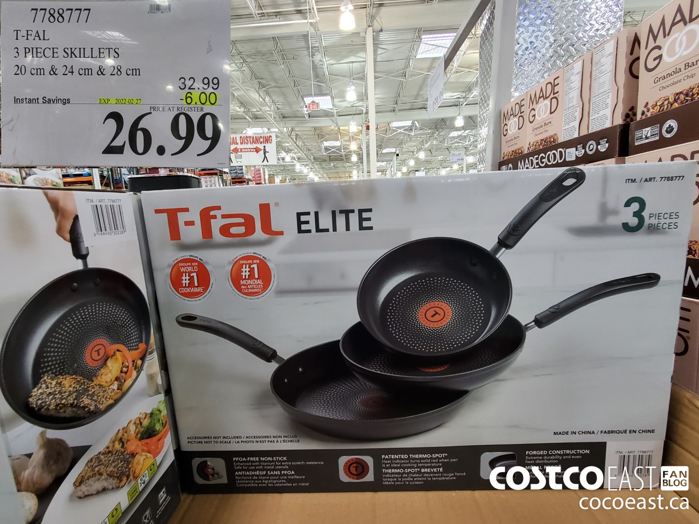 7788777 T-FAL ~ 3 PIECE SKILLETS. 20 cm & 24 cm & 28 cm ($6.00 INSTANT SAVINGS EXPIRES ON 2022-02-27) $26.99
