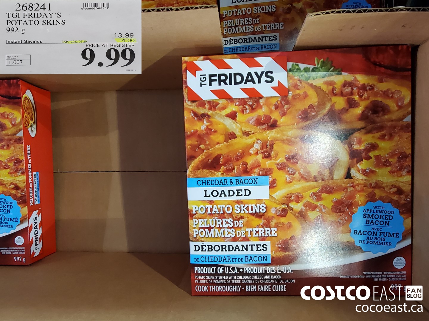 268241 TGI FRIDAY'S POTATO SKINS 922 G ($4.00 INSTANT SAVINGS EXPIRES ON 2022-02-20) $9.99