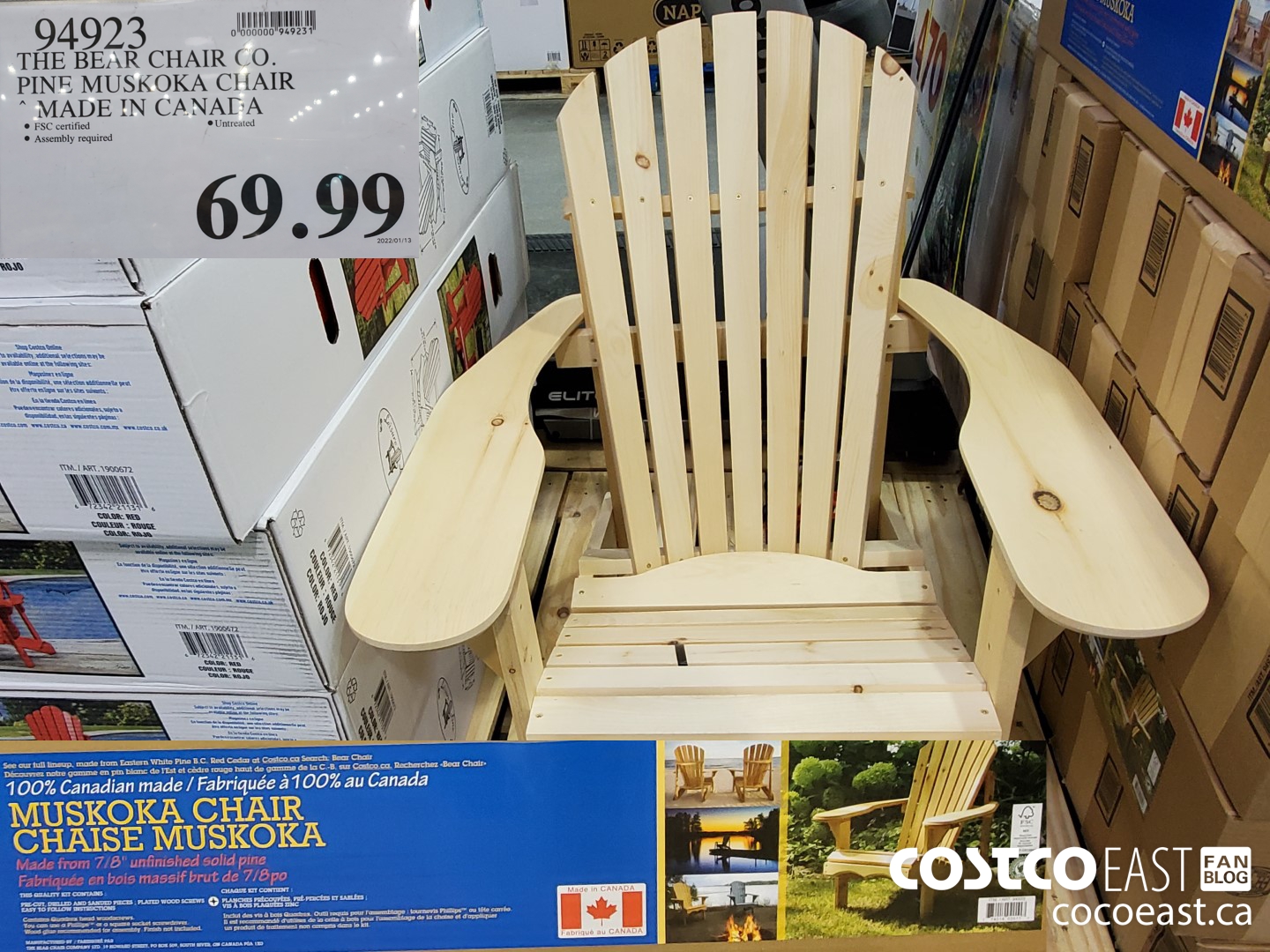 94923 THE BEAR CHAIR CO. PINE MUSKOKA CHAIR MADE IN CANADA $69.99