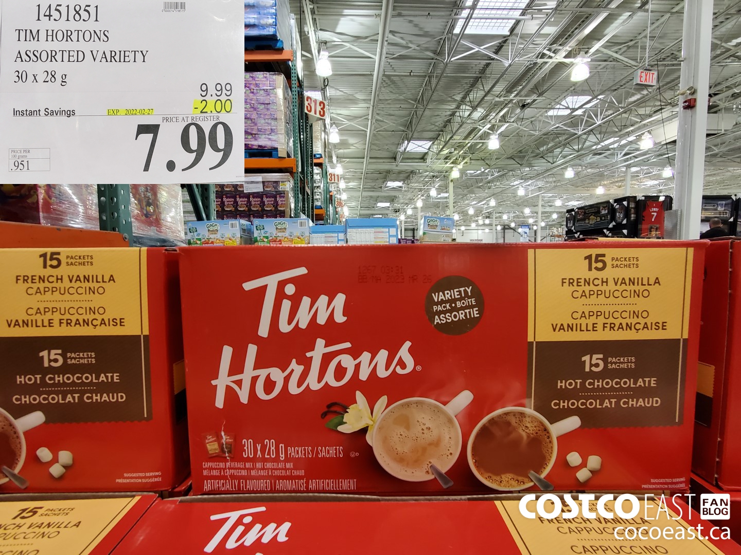 1451851 TIM HORTONS HOT CHOCOLATE 30 X 28G ($2.00 INSTANT SAVINGS EXPIRES ON 2022-02-27) $7.99