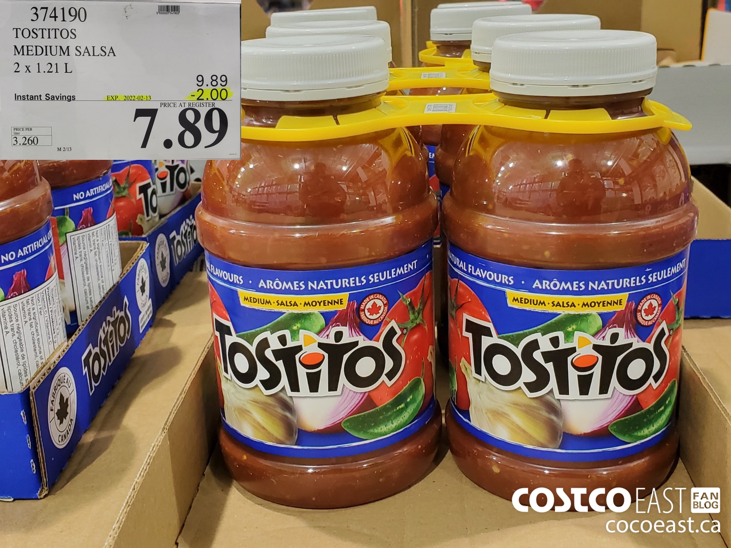 374190 TOSTITOS MEDIUM SALSA 2 X 1.21 L ($2.00 INSTANT SAVINGS EXPIRES ON 2022-02-13) $7.89