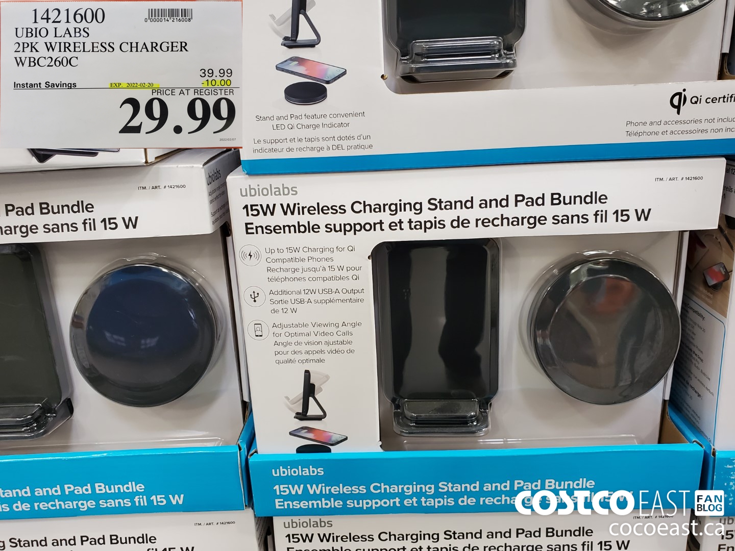 1421600 UBIO LABS 2PK WIRELESS CHARGER WBC260C ($10.00 INSTANT SAVINGS EXPIRES ON 2022-02-20) $29.99