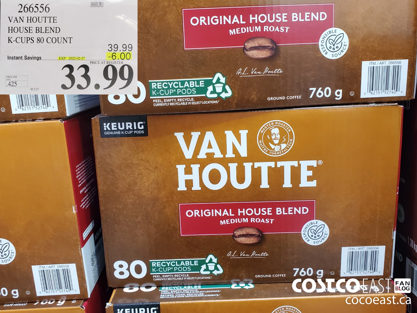 266556 VAN HOUTTE HOUSE BLEND K-CUPS 80 COUNT ($6.00 INSTANT SAVINGS EXPIRES ON 2022-02-27) $33.99
