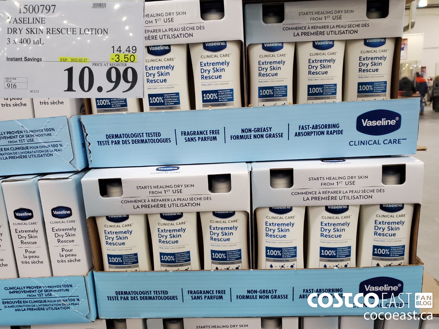 1500797 VASELINE DRY SKIN RESCUE LOTION 3 x 400 mL ($3.50 INSTANT SAVINGS EXPIRES ON 2022-02-27) $10.99