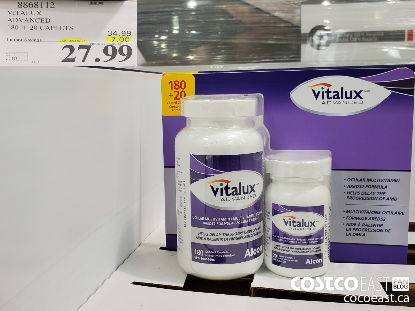 8868112 VITALUX ADVANCED 180 + 20 CAPLETS ($7.00 INSTANT SAVINGS EXPIRES ON 2022-02-27) $27.99